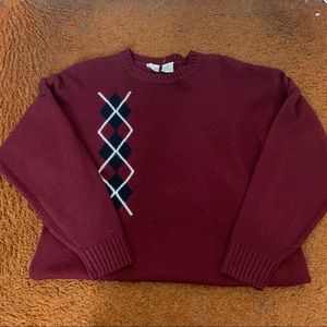 argyle red sweater